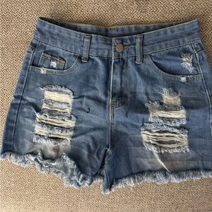 Distressed Denim Shorts